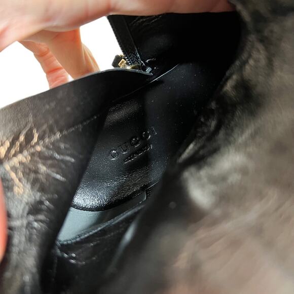 Gucci Black Western Suede Ankle Bootie Boots Size EU 37.5 - Picture 15 of 16